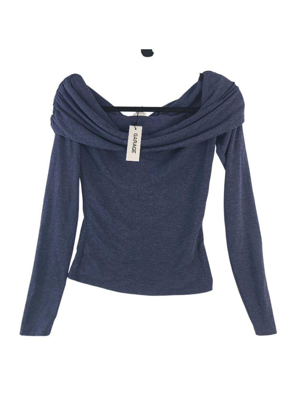NEW Garage Sexy Cozy Off-Shoulder Long Sleeve Top In Midnight Blue Size S